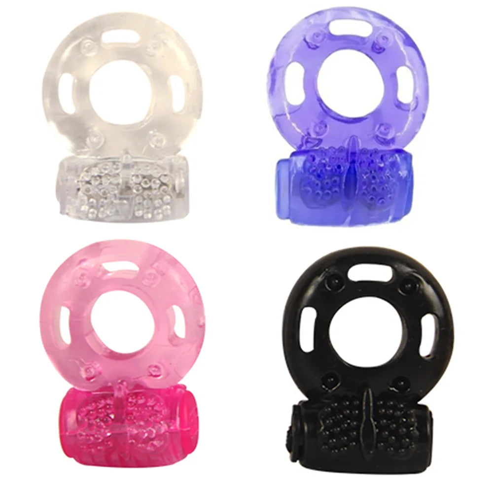 Men's fine lock ring time-delay ring butterfly crystal set vibrating ring time-delay solid semen adult sex toys wholesale Peaceful Pleasures Health and Wellness