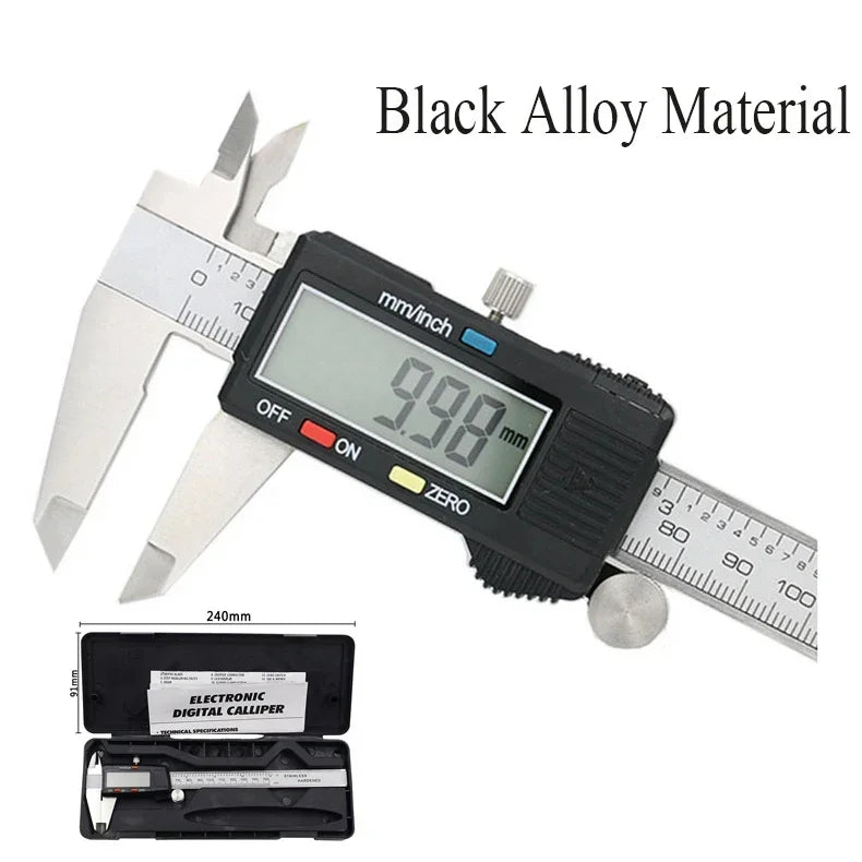 Measuring Tool Stainless Steel Digital Caliper 6 "150mm Messschieber Paquimetro Measuring Instrument Vernier Calipers Ruler New Peaceful Pleasures Health and Wellness Black Alloy