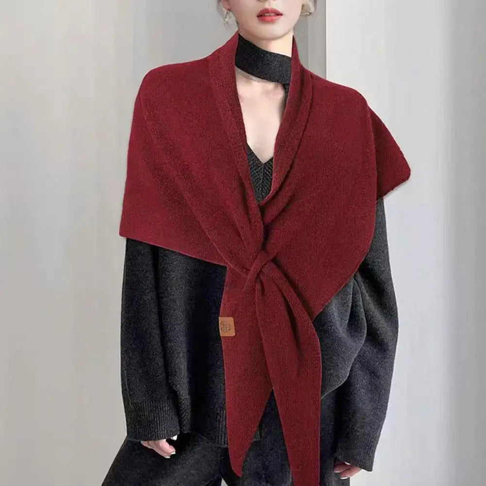 Women's Knitted Triangle Shawl Scarf – Warm Wool Blend Wrap Knitted Shawl Scarf Peaceful Pleasures Health and Wellness