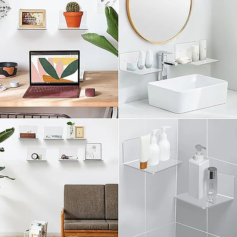Clear Acrylic Floating Wall Shelf | Small Display Ledge