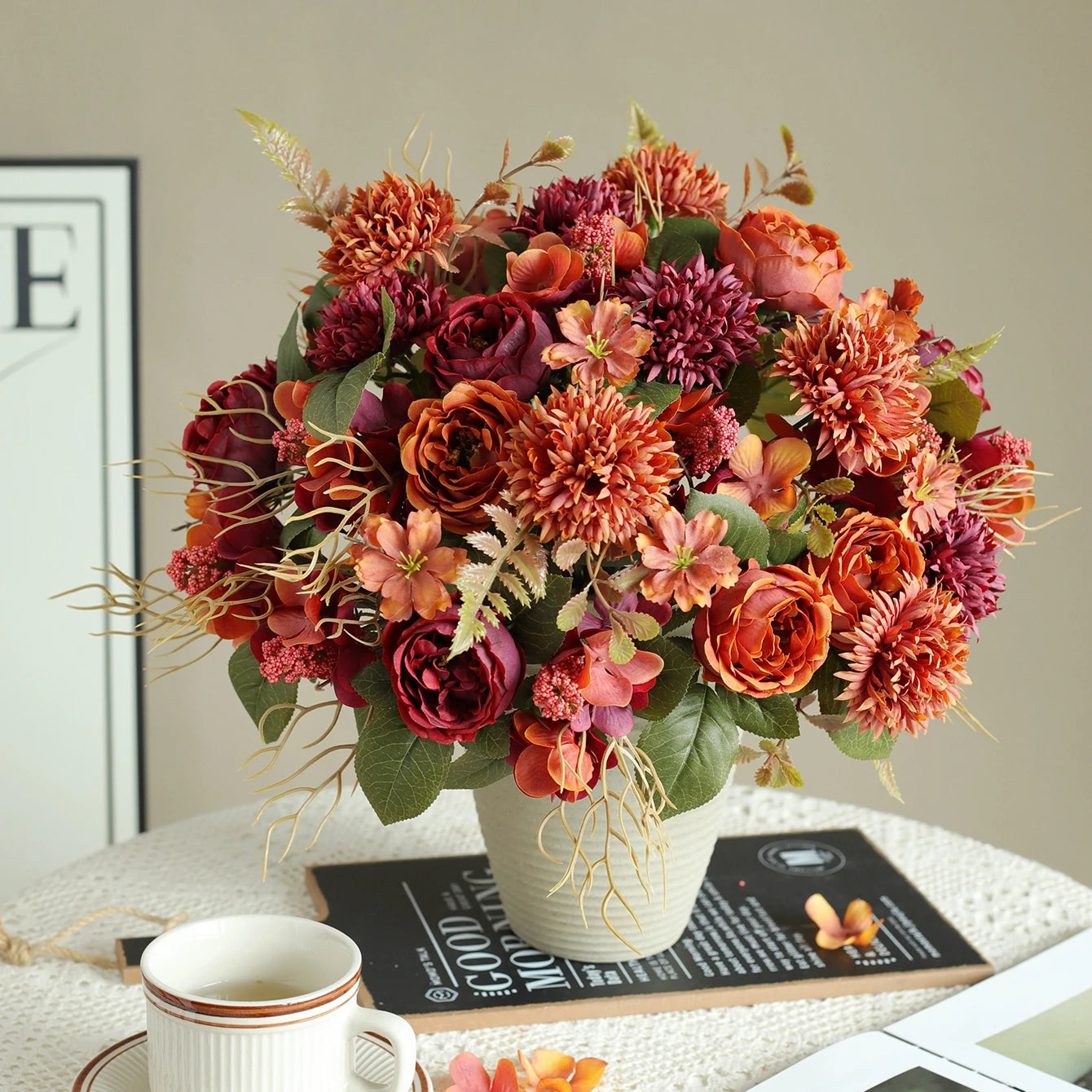 Artificial Silk Peony Rose Ball Bouquet | Wedding & Home Decor