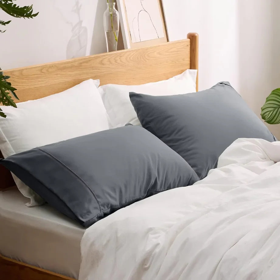 Cosy House Collection Luxury Cooling Rayon Derived from Bamboo Blend Ultra Soft Pillow Cases - Pillowcases with Envelope Closure Peaceful Pleasures Health and Wellness