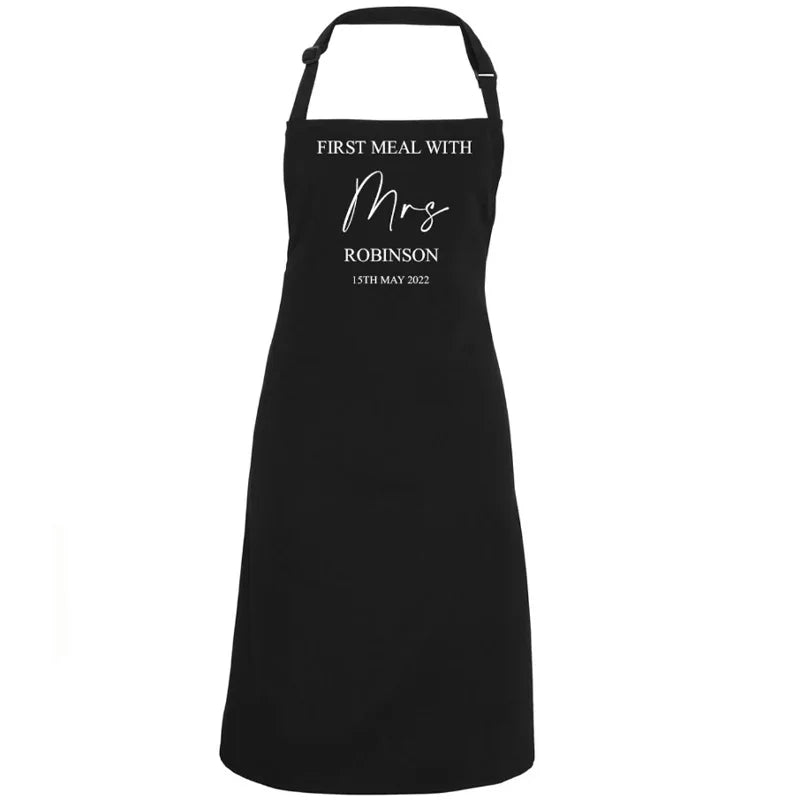 Personalized Wedding Apron | Mr & Mrs Newlywed Couple Gift Personalized Kitchen Apron Peaceful Pleasures Health and Wellness