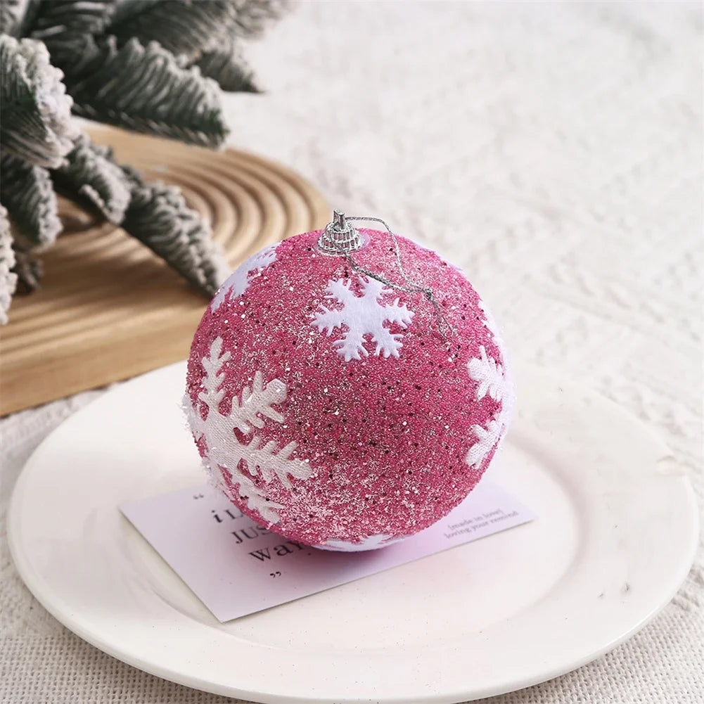 Elegant Pink Foam Christmas Ball Ornament – 10cm Holiday Decor