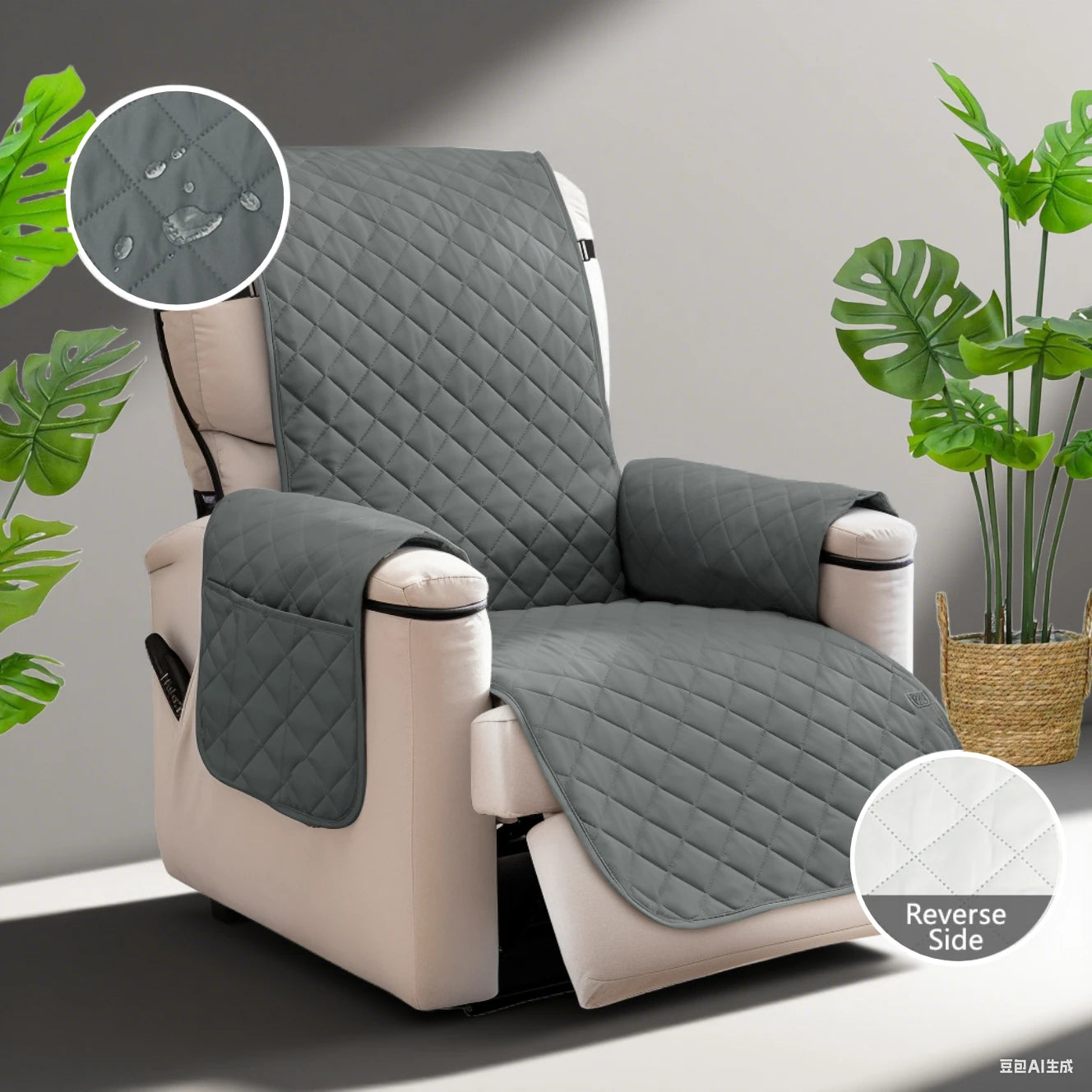 100% Waterproof Recliner Chair Covers Recliner Cover Non-Slip Dog Chair Cover Washable Slipcover with Pocket Elastic Straps Peaceful Pleasures Health and Wellness