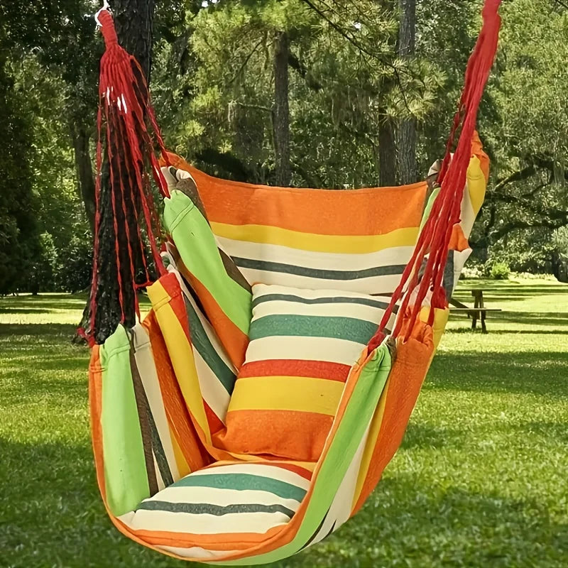 Outdoor Swing Hammock Chair Canvas Leisure Chair No Pillow Or Cushion Dormitory Hammock Swing Rocking Chair(With Storage Bag Peaceful Pleasures Health and Wellness