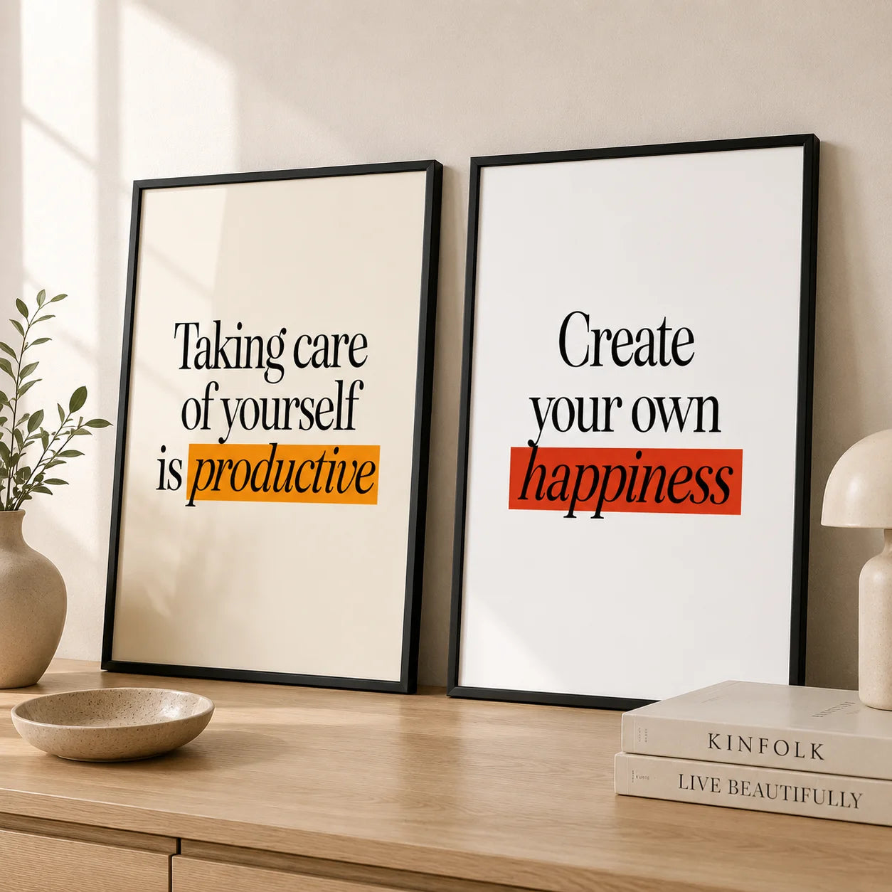 Inspirational Quotes Canvas Wall Art | Nordic Minimalist Print Canvas Wall Art Peaceful Pleasures Health and Wellness