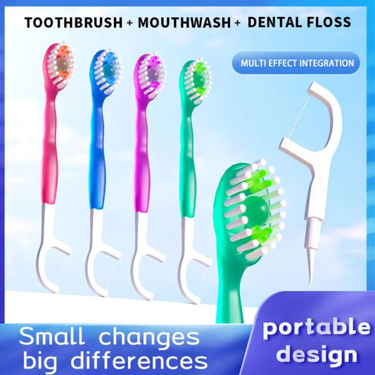 Portable 5-in-1 Disposable Toothbrush & Dental Floss Travel Kit Disposable Travel Toothbrush Peaceful Pleasures Health and Wellness