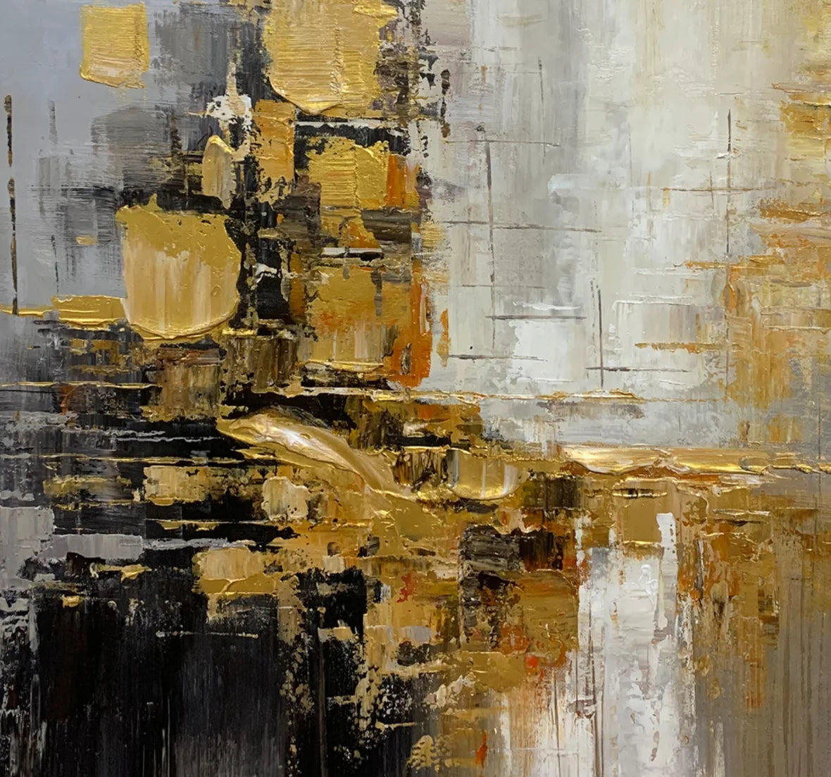 100% Hand Painted，Gold, Grey, Beige, Black ,Textured Painting, Acrylic Abstract Oil Painting, Wall Decor Living Room, Office Wal Peaceful Pleasures Health and Wellness