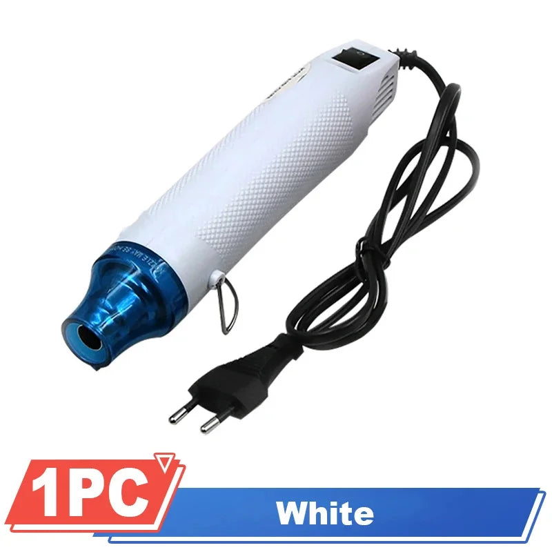 220V Hot Air Gun Soldering Temperature Blower Gun Electric Power Hot Dryer DIY Crafts Mini Heat Gun For Shrink Tubing Car Wrap Peaceful Pleasures Health and Wellness White