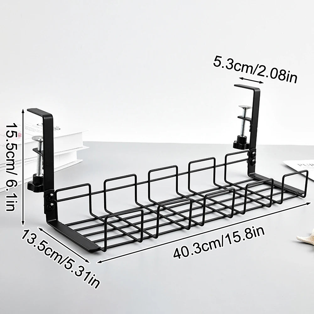 Stainless Steel Non Perforated Table Bottom Shelf Wire Socket Storage Slot Office Desk Low Profile Storage Rack Kitchen hooks Peaceful Pleasures Health and Wellness