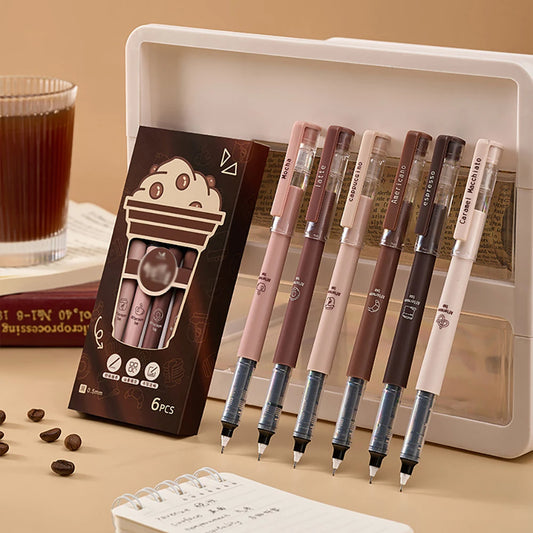 Coffee Themed Liquid Quick Drying Gel Pens Anti Smudging Soft Pen Peaceful Pleasures Health and Wellness