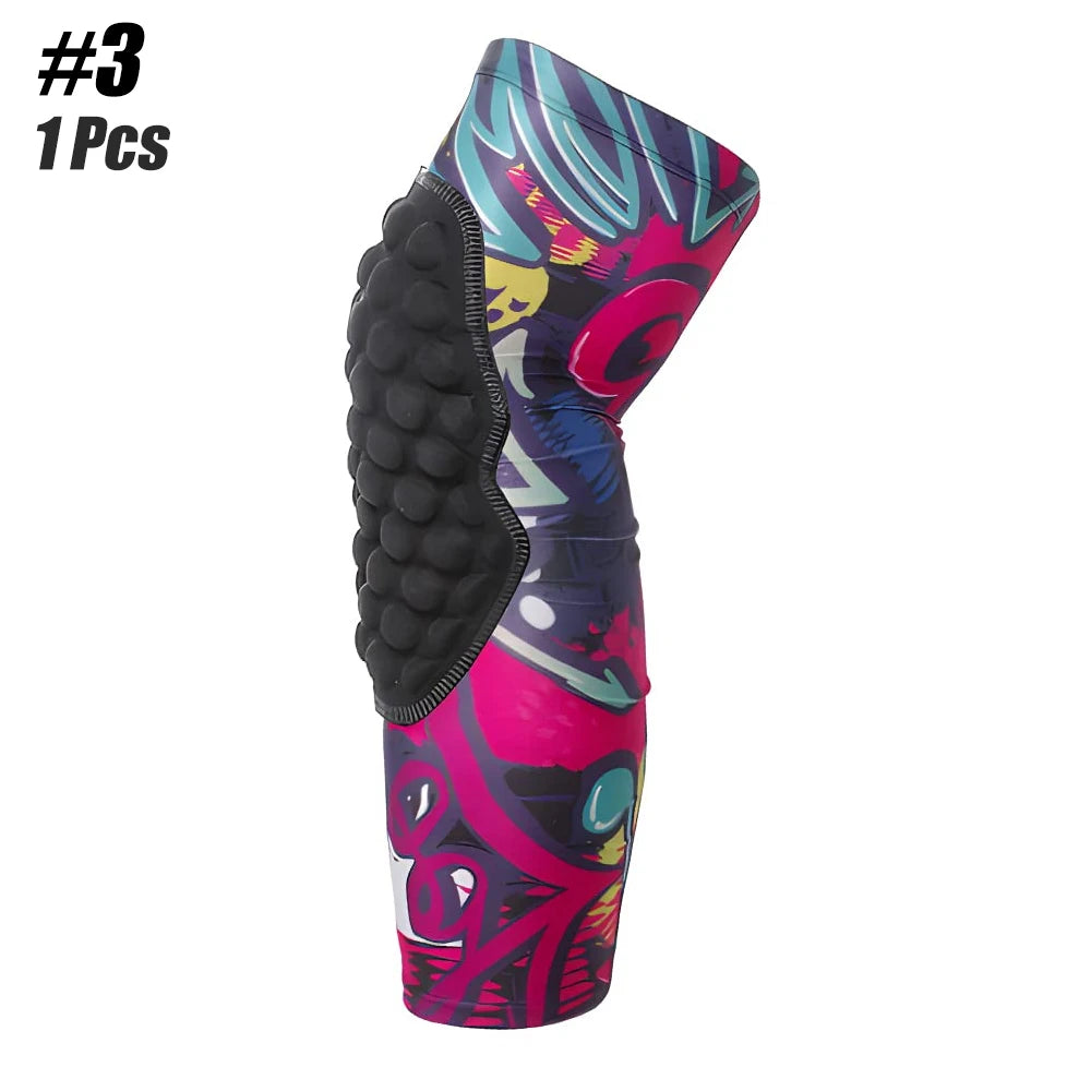 1Pcs Sports Kneepad Honeycomb Kids Child Knee Pads Basketball Gym Knee Protector Braces Support Football Compression Leg Sleeves Peaceful Pleasures Health and Wellness 3-Colorful Graffiti YL