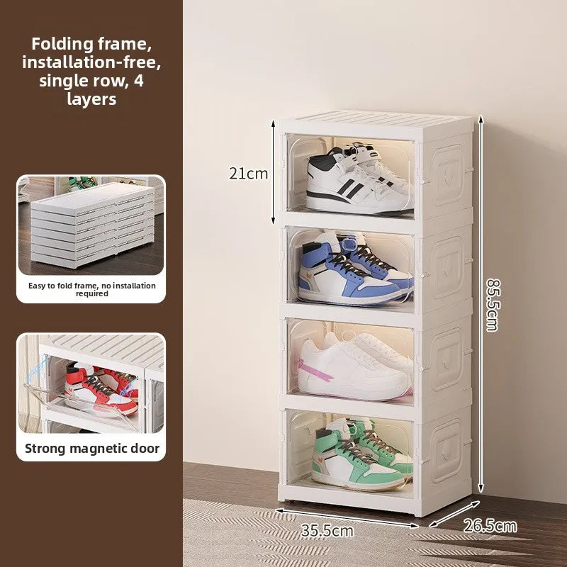 Upgraded Multi-Tier Clear Shoe Rack Heavy-Duty Unified Cabinet Large Capacity Transparent Dust-Proof Organizer for Home Entryway Peaceful Pleasures Health and Wellness Single 4 layers