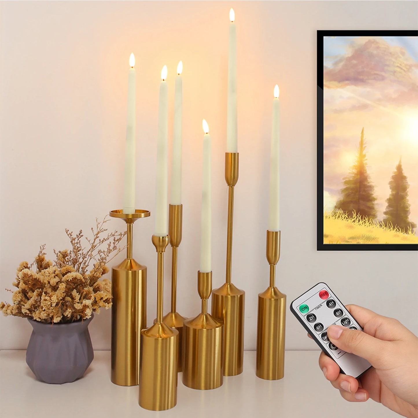 LED Flameless Taper Candles 12/24pcs Flickering with Remote 11" Battery Operated Ivory Candlesticks Christmas Home Wedding Decor Peaceful Pleasures Health and Wellness