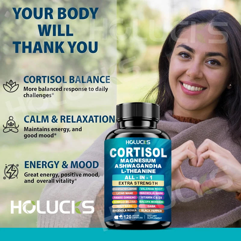 High Absorption Cortisol Capsules, with Vitamin D3, Support Stress Management & Mood, Anxiety Relief & Sleep Quality, Vegan Peaceful Pleasures Health and Wellness