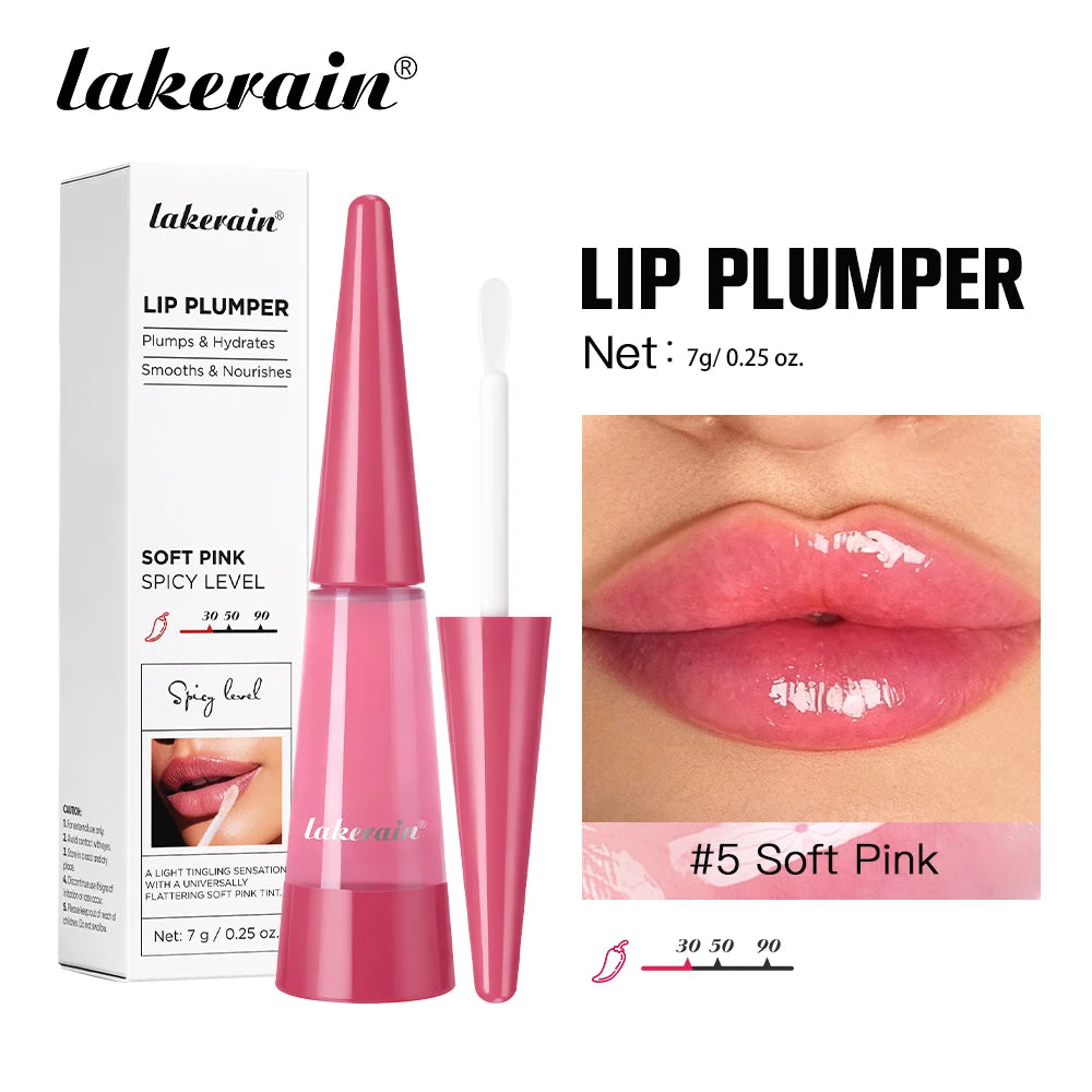 Lakerain Lip Plumper Deep Hydration Long-Lasting Nourishment High-Shine Gloss Shining Voluminous Finish Lip Moisturizing Liquid Peaceful Pleasures Health and Wellness Soft Pink