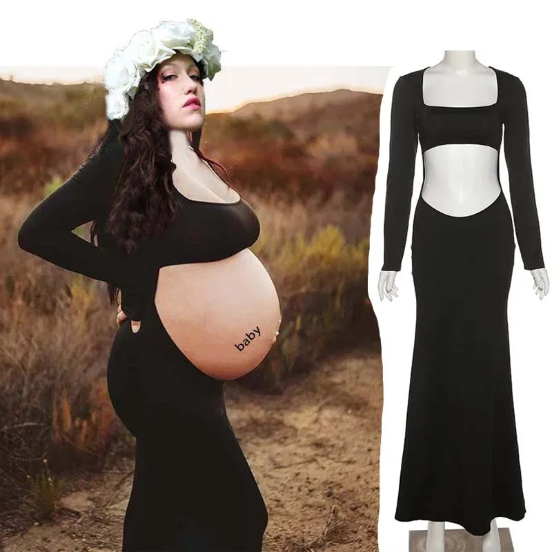 Deep V-Neck Lace Feather Maternity Gown | Photo Shoot Dress Maternity Photography Dress Peaceful Pleasures Health and Wellness
