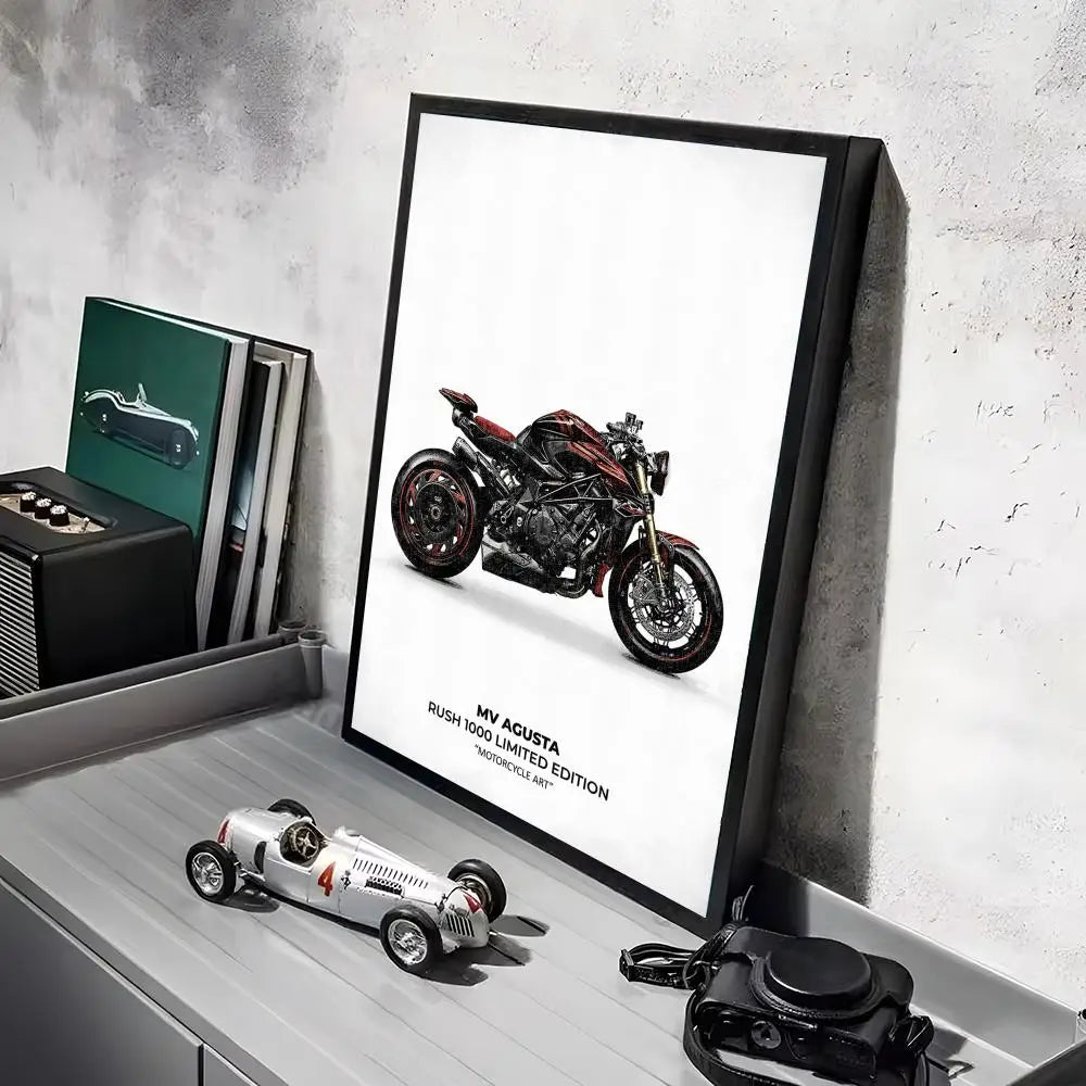 Cool Motorcycle A_AgustaS Design HD Linen Canvas Poster Wall Art Prints for Living Room Bedroom Office Home Decoration Gift Peaceful Pleasures Health and Wellness