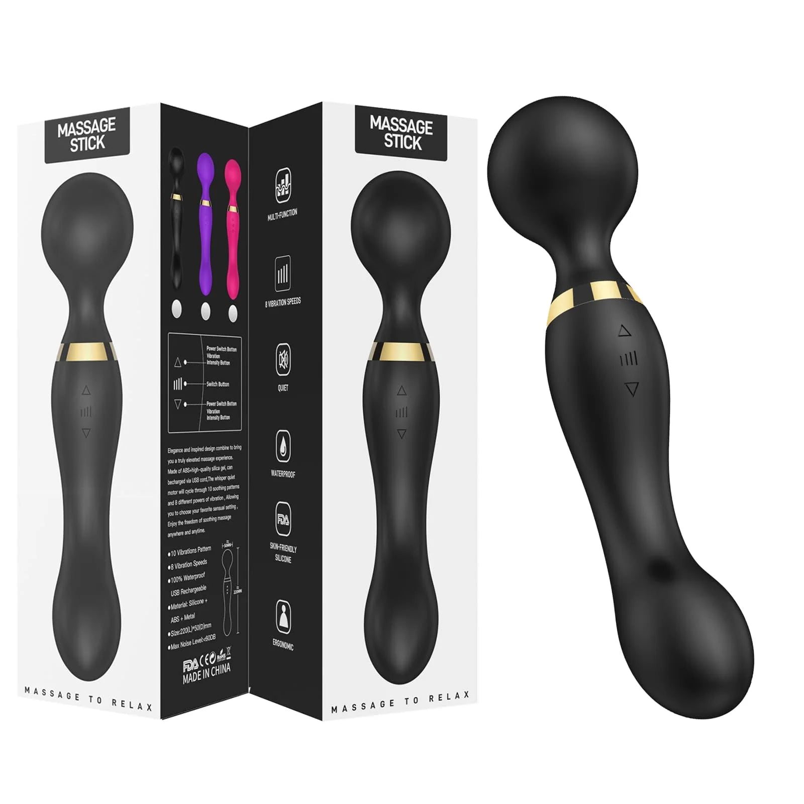 Vibrator Wand,Adult Sex Toy Wand, G Spot Dildo, Clit Vibrator, Sex Vibrators,Clitoris Stimulation,with 8 Speeds & 20 Patterns, F Peaceful Pleasures Health and Wellness