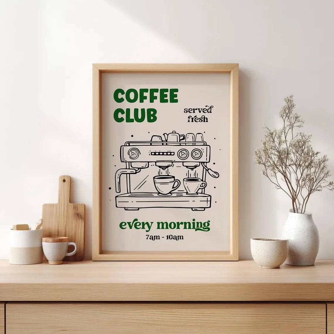 Barista Coffee Club Canvas Wall Art Print | Café Poster