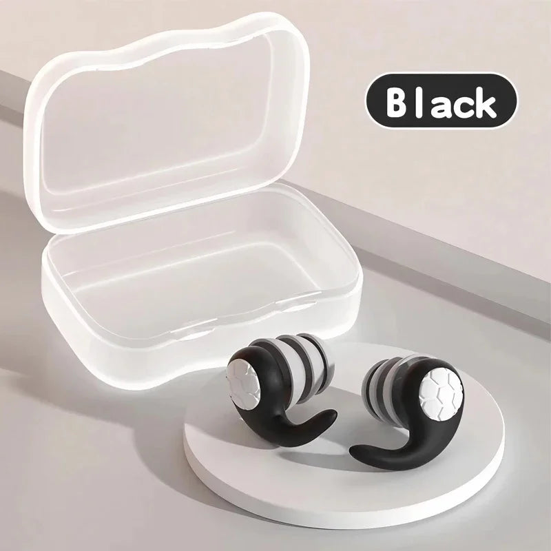 1 Pair Soft Silicone Earplugs - Noise Canceling, Waterproof, Comfortable Fit, for Sleep, Swimming, Creating a Silent Environment Peaceful Pleasures Health and Wellness Black
