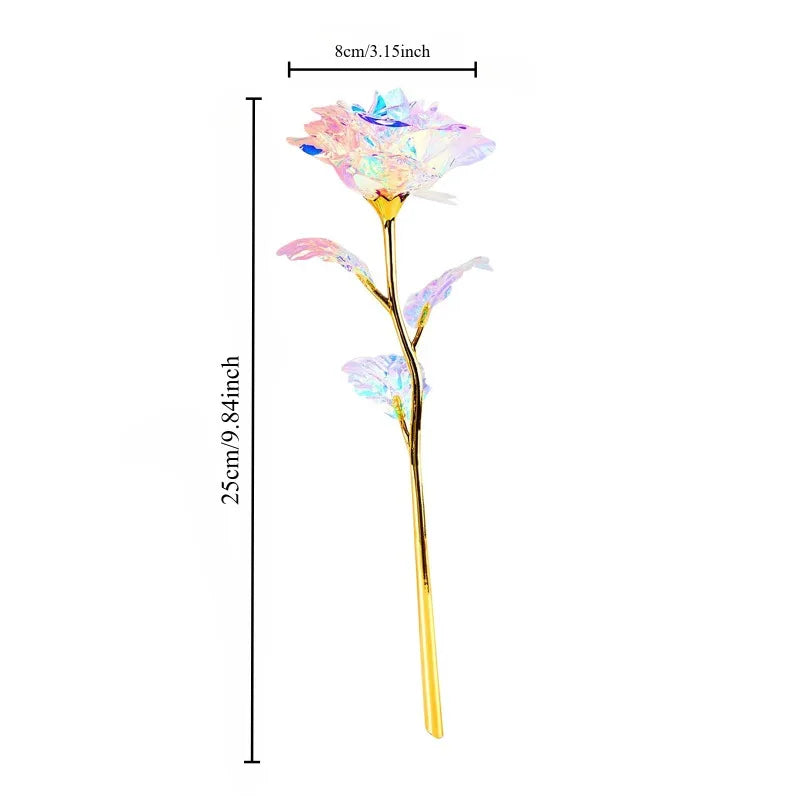 Rainbow Crystal Artificial Rose – Perfect Gift for Mom & Valentine