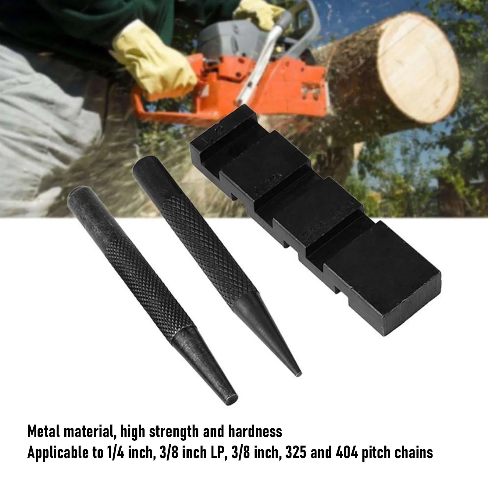 Portable Chainsaw Breaker Kit Chain Anvil and Punch Tool 10 Link Repair Preset Straps Compatible with 1/4 3/8 Inch 325 404 Pitch Peaceful Pleasures Health and Wellness