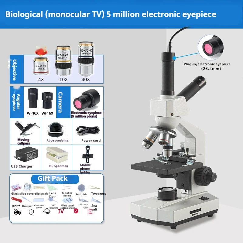 Three Eye Biological Microscope, Professional Level Optical and Electronic Laboratory, Specialized for Aquaculture Peaceful Pleasures Health and Wellness 2