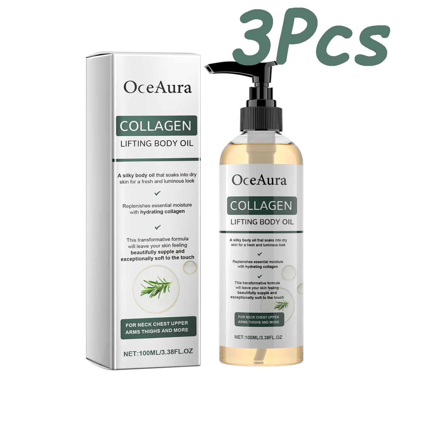Collagen Firming Body Oil – Hydrating & Skin Tightening 100ml Peaceful Pleasures Health and Wellness 300ml Boxed