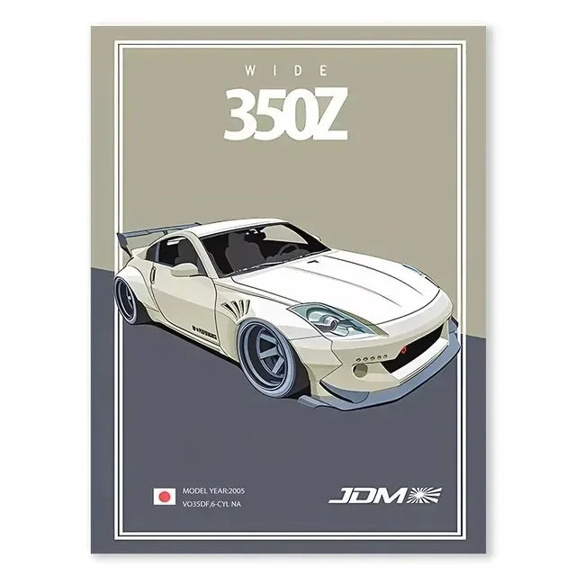 JDM GTR Sports Car Canvas Wall Art Poster | Boys Room Decor