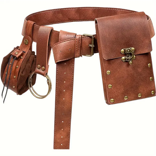 Cosplay Medieval Retro Belt Renaissance Copper Coin Waist Bag Viking Peaceful Pleasures Health and Wellness Style I 4PCS One Size