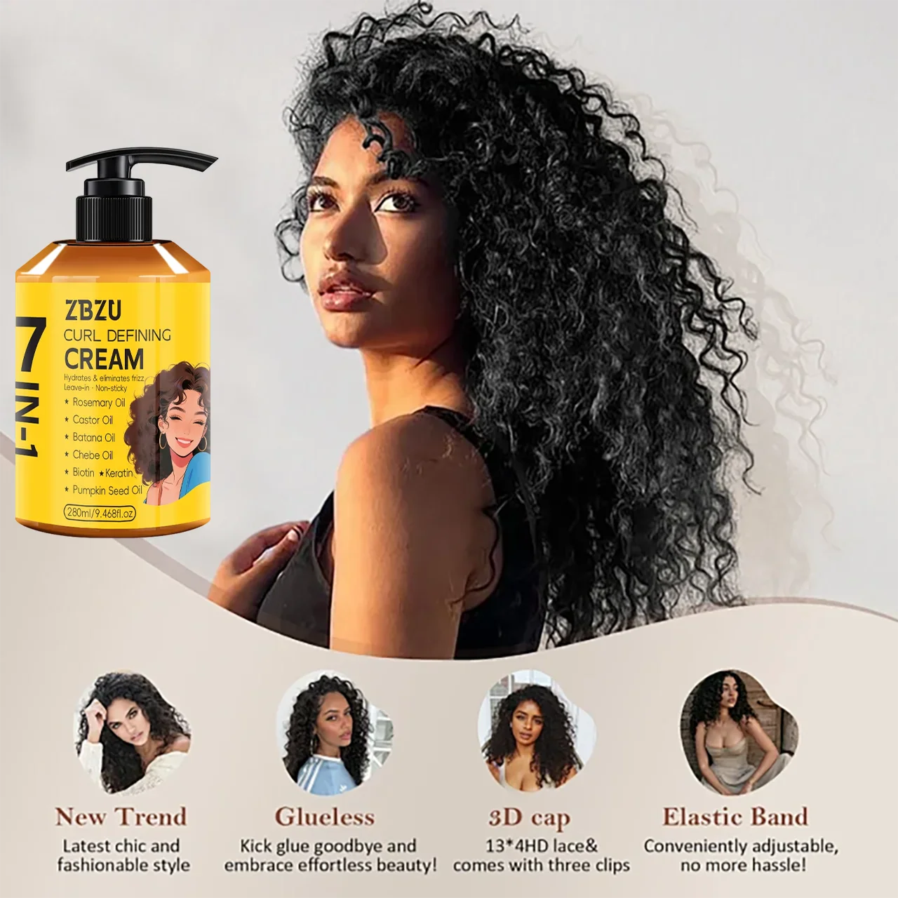 7-in-1 Argan Oil Curl Defining Cream for Wavy & Curly Hair