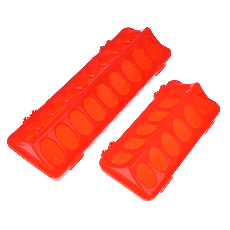 Household Red Double Row 12/18 Holes Poultry Ground Feeder Plastic Clamshell Feeding Chicken Groove Farm Breeding Supplies Peaceful Pleasures Health and Wellness