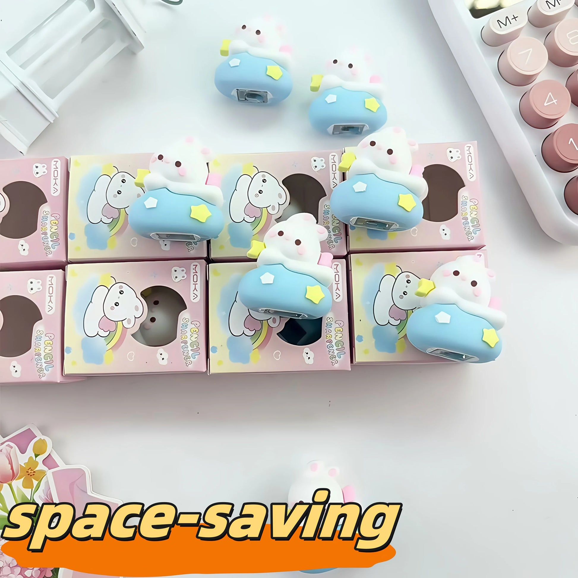 6-Piece Set of Mini Pencil Sharpeners, Desktop Decorations, Cute Strawberry Bunny, Rainbow Bunny Design, Cartoon Cute Pencil Sharpener, Portable Pencil Sharpener for Children and Elementary School Students Peaceful Pleasures Health and Wellness