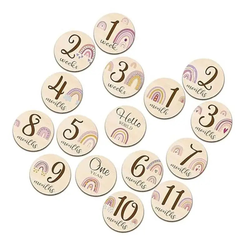 Baby Monthly Milestone Cards | Double-Sided Wooden Animal Props