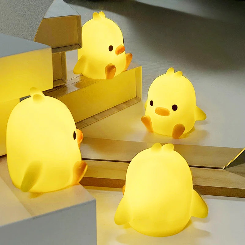 Cartoon Yellow Duck Night Light – Cute Bedside Desk Lamp