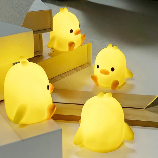 Cartoon Yellow Duck Night Light – Cute Bedside Desk Lamp Novelty Night Light Peaceful Pleasures Health and Wellness