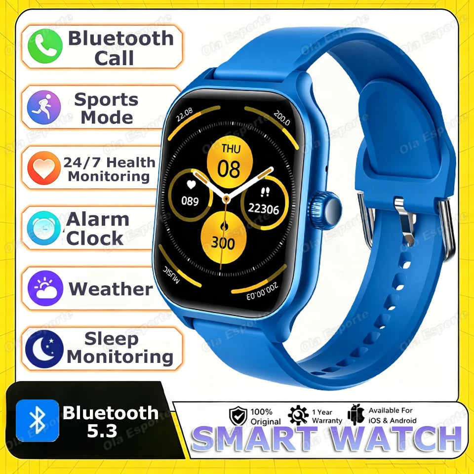 2026 New Men's Smart Watch Women's Gift Heart Rate Blood Oxygen Sports Fitness Watch Electronics Bluetooth Call Smartwatch HW12 Peaceful Pleasures Health and Wellness Blue