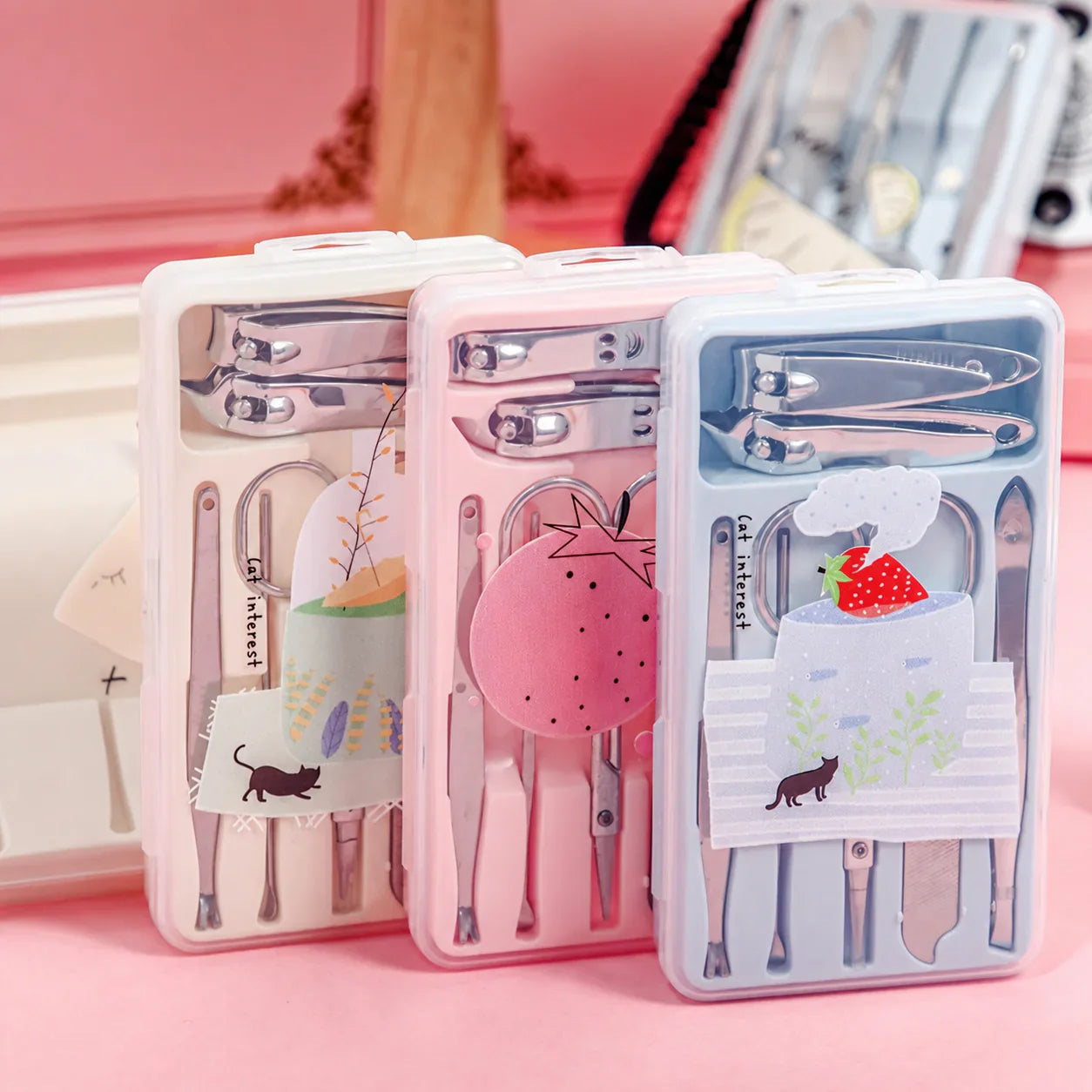 7-Piece Cute Cartoon Manicure Kit – Stainless Steel Nail Care Set