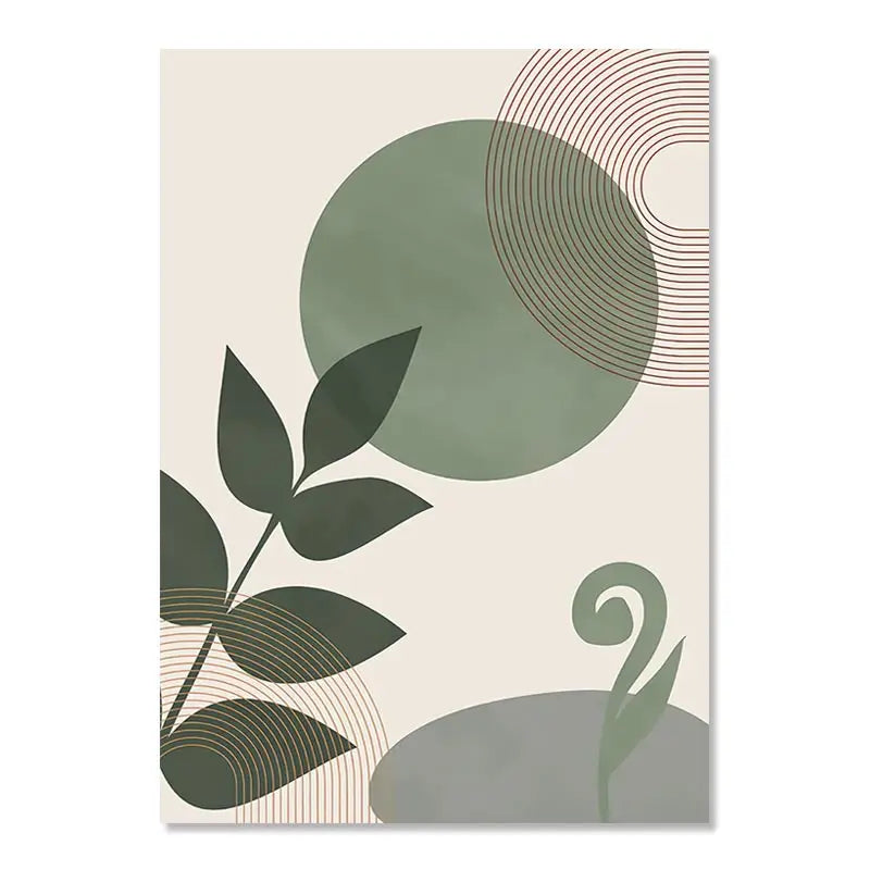 1pc frameless Canvas painting Boho Posters Abstract Geometry Line Canvas Painting Leaves Sun Rainbow Nordic Wall Art Pictures Peaceful Pleasures Health and Wellness B 40x60cm Unframed