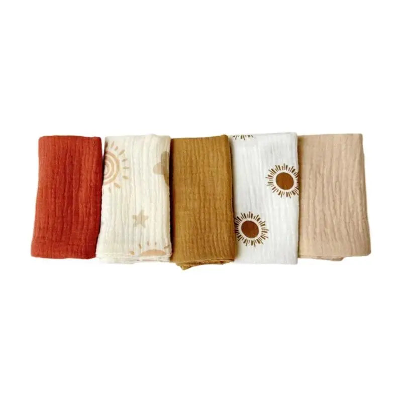 5-Pack Baby Burp Cloths | 4-Layer Soft Cotton Face Towels