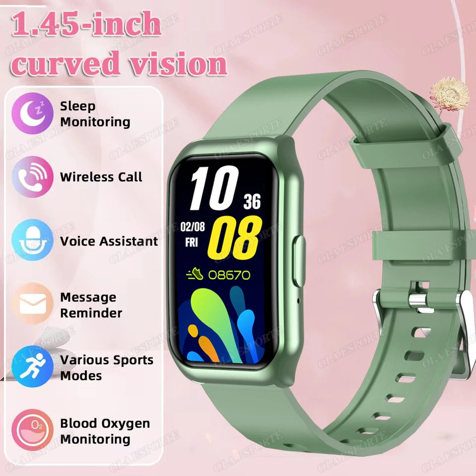New Curved Screen Smart Watch 2026 For Health Watch Heart Rate Blood Oxygen/Pressure Sleep Monitor Sports Waterproof Smartwatch Peaceful Pleasures Health and Wellness Green Smartwatch