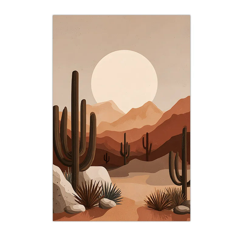 Boho Cactus Desert Sunset Canvas Wall Art Print | Unframed Canvas Wall Art Print Peaceful Pleasures Health and Wellness 05 50x70cm NoFrame China Mainland
