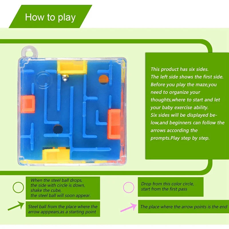 Mini 3D Maze Puzzle Cube | Six-Sided Rolling Ball Toy for Kids