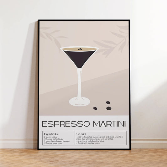 Espresso Martini Canvas Wall Art | Minimalist Cocktail Print Canvas Wall Art Peaceful Pleasures Health and Wellness G4279 30x40cm Metal Framed