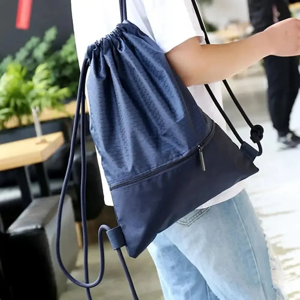 Large Drawstring Backpack – Lightweight Nylon Gym & Sports Bag
