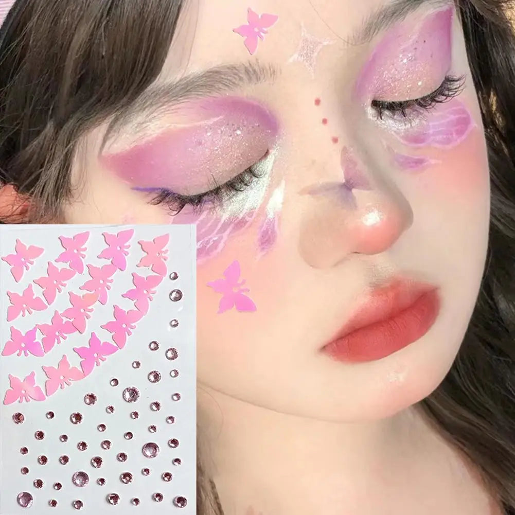 Butterfly Crystal Diamond Sticker Self Adhesive DIY Facial Temporary Tattoos Stickers for Stage Daily Makeup Face Decals Peaceful Pleasures Health and Wellness