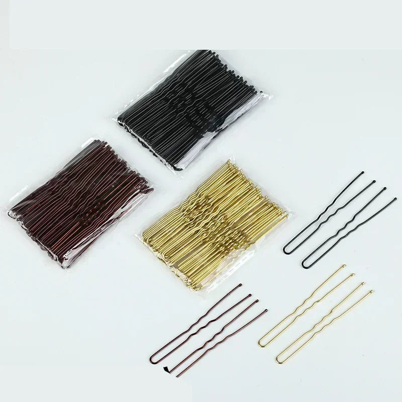 5bags U Shaped Alloy Hairpins, 7cm, Waved Hair Clips, Bridal Hairstyle Tools Accessories, 50Pcs /Bag, Simple Metal Bobby Pins Peaceful Pleasures Health and Wellness gold