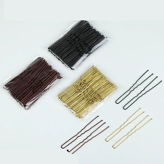 5bags U Shaped Alloy Hairpins, 7cm, Waved Hair Clips, Bridal Hairstyle Tools Accessories, 50Pcs /Bag, Simple Metal Bobby Pins Peaceful Pleasures Health and Wellness gold